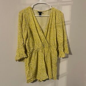 Yellow Floral Wrap Romper